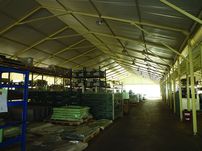 large outdoor temporary storage tent