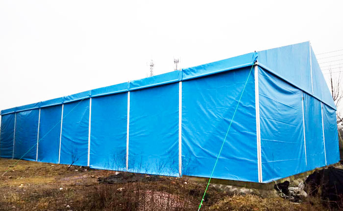 15m Width Steel Frame Blue Storage Tent